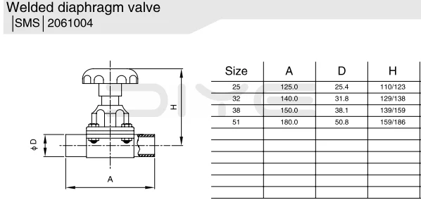Stainless Steel Sanitary Diaphragm Valve