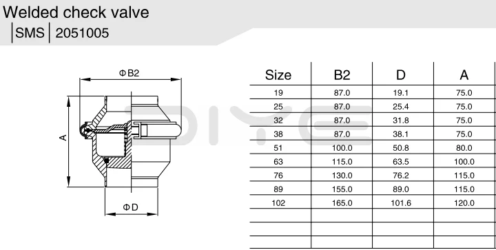 Sanitary Non Return Clamped Check Valve
